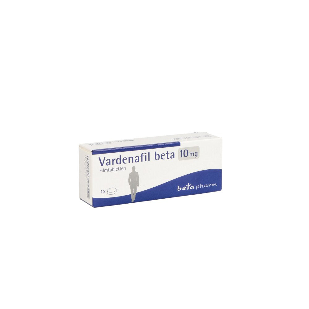 Das Produktfoto zeigt Vardenafil Beta 10 Mg Filmtabletten (12 stk) PZN 16358531