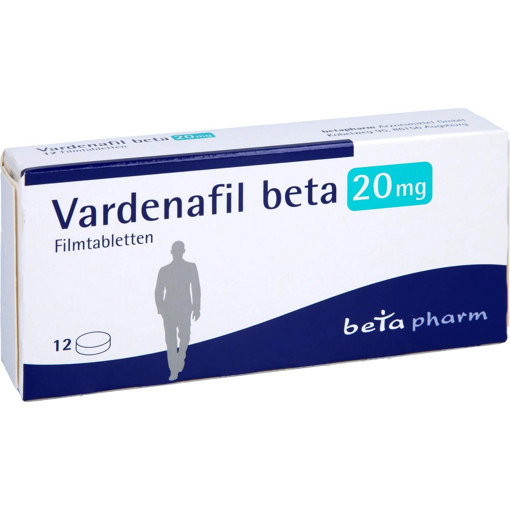 Das Produktfoto zeigt Vardenafil Beta 20 Mg Filmtabletten (12 stk) PZN 16358608