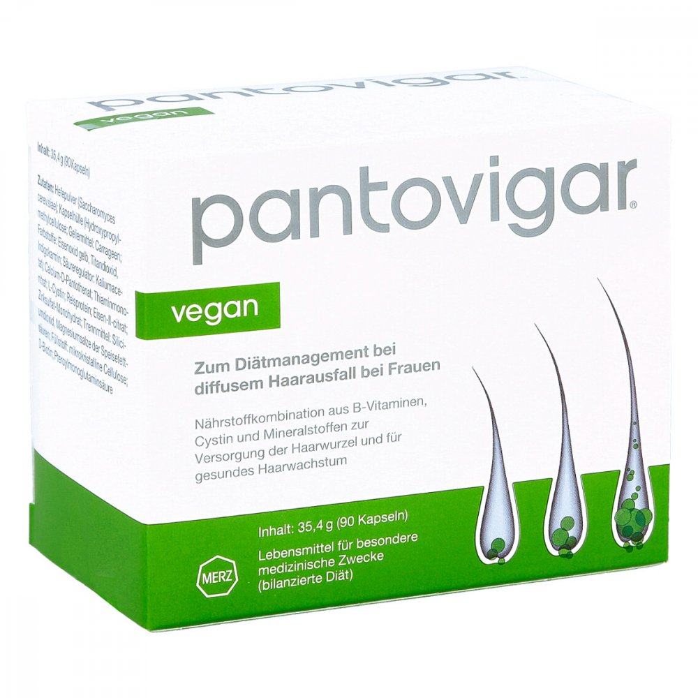 Das Produktfoto zeigt Pantovigar Vegan Kapseln (90 stk) PZN 16381211