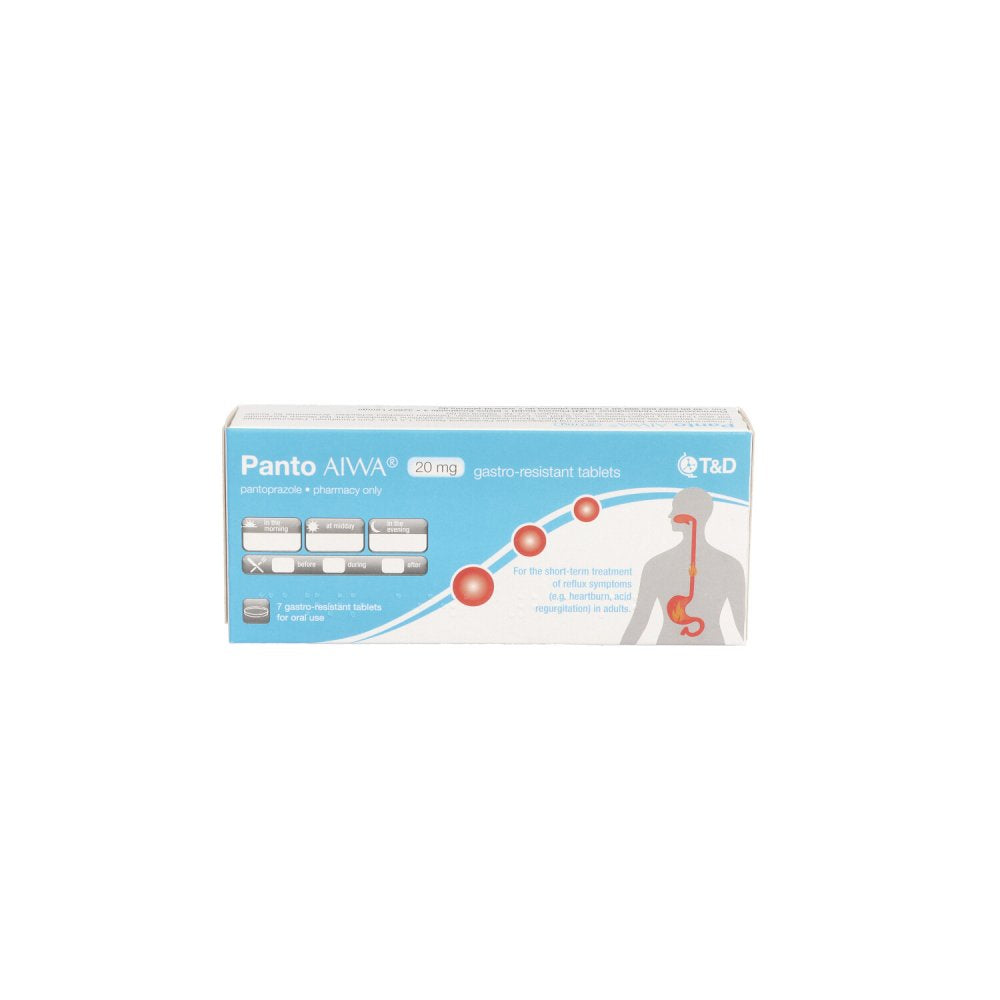 Das Produktfoto zeigt Panto Aiwa 20 Mg Magensaftresistente Tabletten (7 stk) PZN 16381530