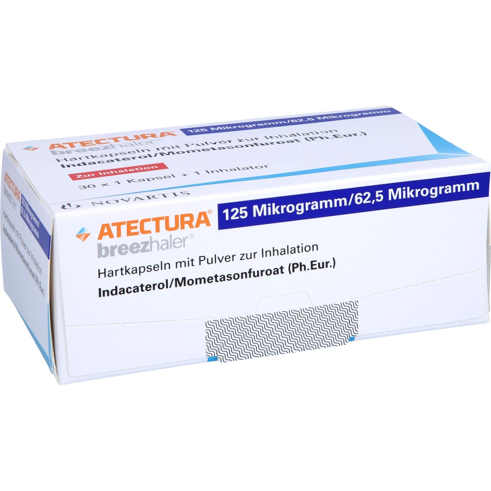 Das Produktfoto zeigt Atectura Breezhaler 125μg/62,5μg Hkp.M.Plv.Z.Inh. (30 stk) PZN 16385019