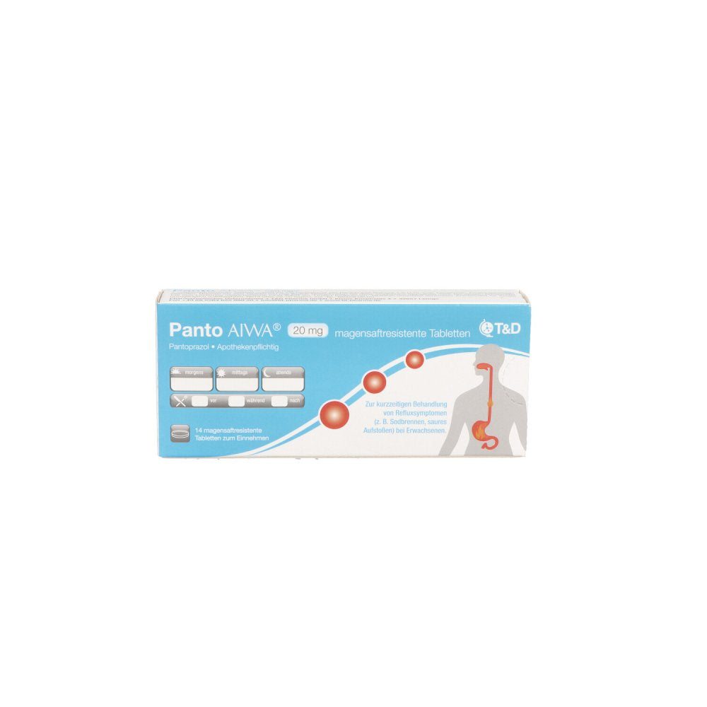 Das Produktfoto zeigt Panto Aiwa 20 Mg Magensaftresistente Tabletten (14 stk) PZN 16387981