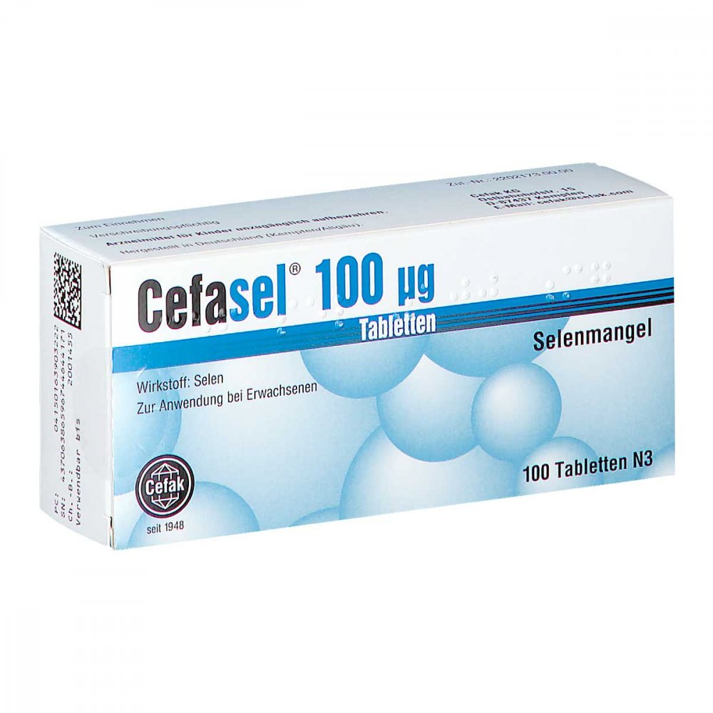 Das Produktfoto zeigt Cefasel 100 Μg Tabletten (100 stk) PZN 16390322