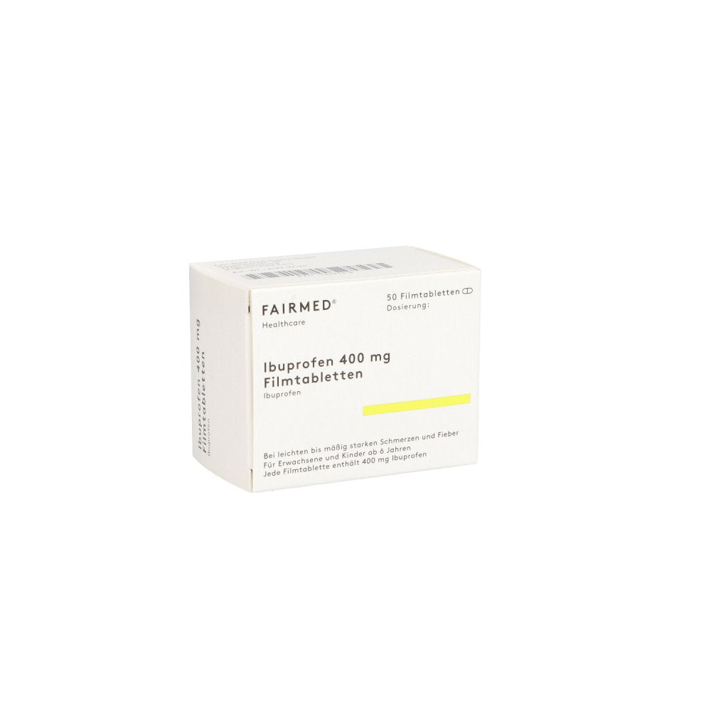 Das Produktfoto zeigt Ibuprofen 400 Mg Filmtabletten (50 stk) PZN 16397318