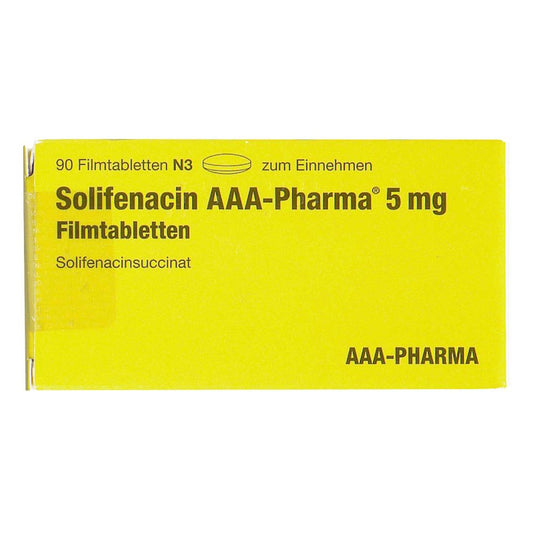 Das Produktfoto zeigt Solifenacin Aaa-Pharma 5 Mg Filmtabletten (90 stk) PZN 16487234