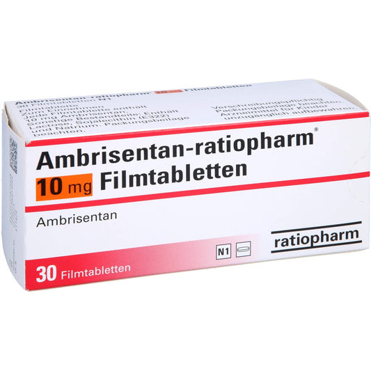 Das Produktfoto zeigt Ambrisentan-Ratiopharm 10 Mg Filmtabletten (30 stk) PZN 16487903
