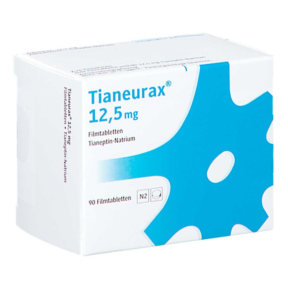 Das Produktfoto zeigt Tianeurax 12,5 Mg Filmtabletten (90 stk) PZN 16503447