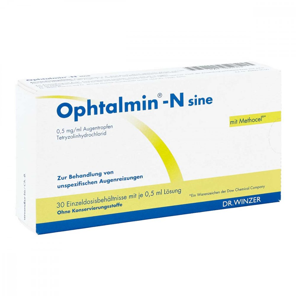 Das Produktfoto zeigt Ophtalmin-N Sine Augentropfen Edb (30X0.5 ml) PZN 16507379