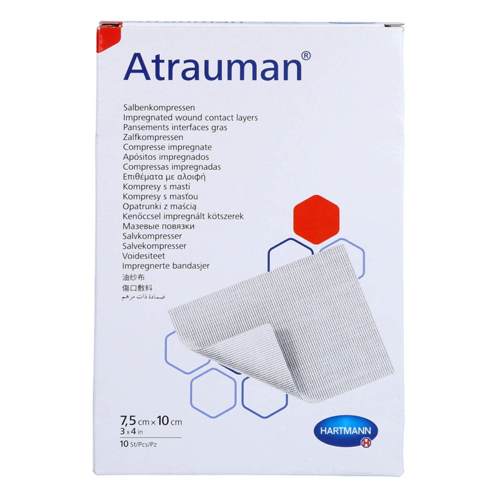 Das Produktfoto zeigt Atrauman 7,5x10 Cm Steril Kompressen (10 stk) PZN 16529062