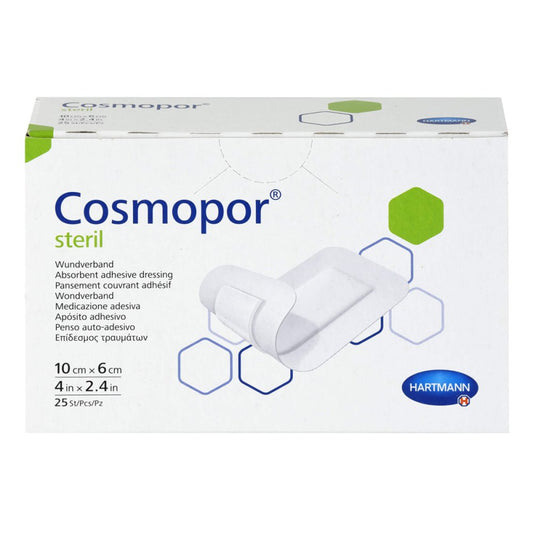 Das Produktfoto zeigt Cosmopor Steril Wundverband 6x10 Cm (25 stk) PZN 16529197