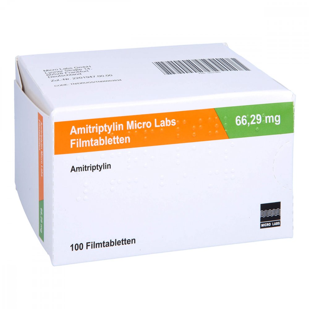 Das Produktfoto zeigt Amitriptylin Micro Labs 66,29 Mg Filmtabletten (100 stk) PZN 16531863