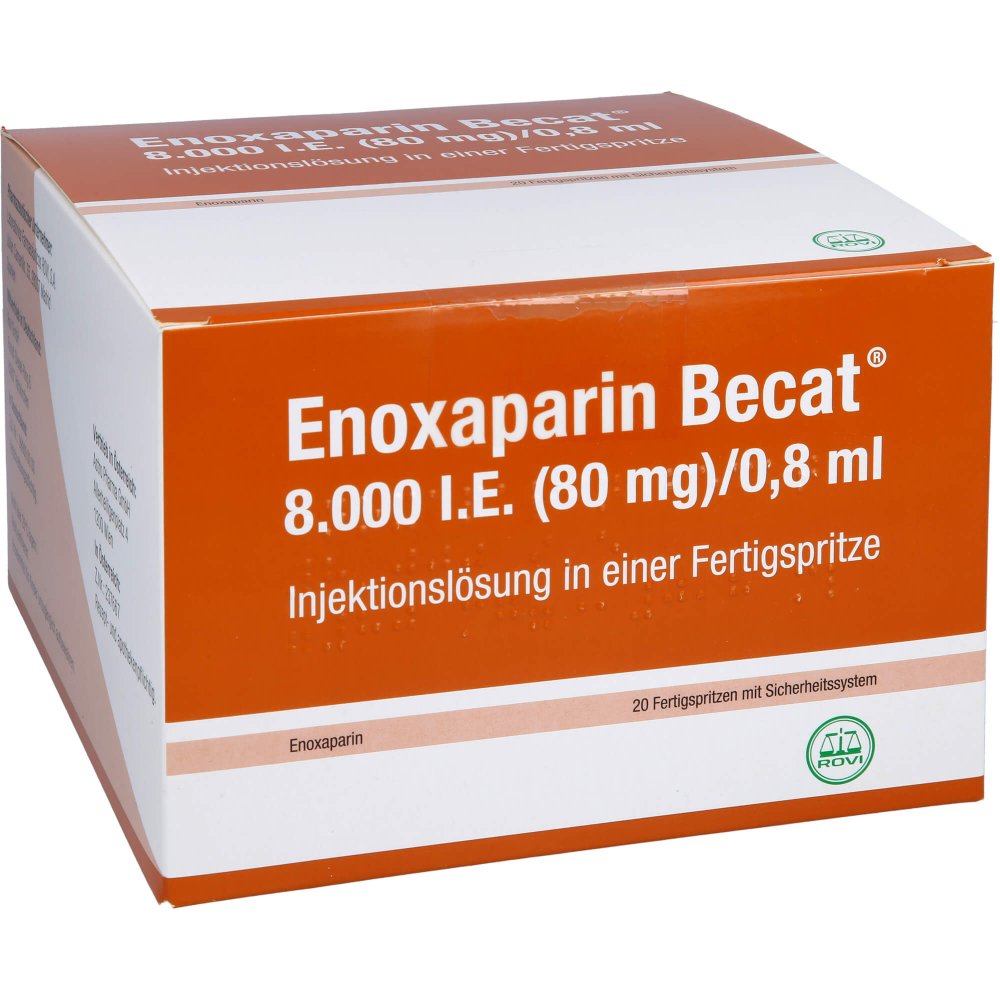 Enoxaparin Becat 8.000 I.E. 80mg/0,8ml Ilo Fs+Si.S (20 stk)