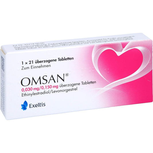Das Produktfoto zeigt Omsan 0,03 Mg/0,15 Mg Überzogene Tabletten (1X21 stk) PZN 16569216