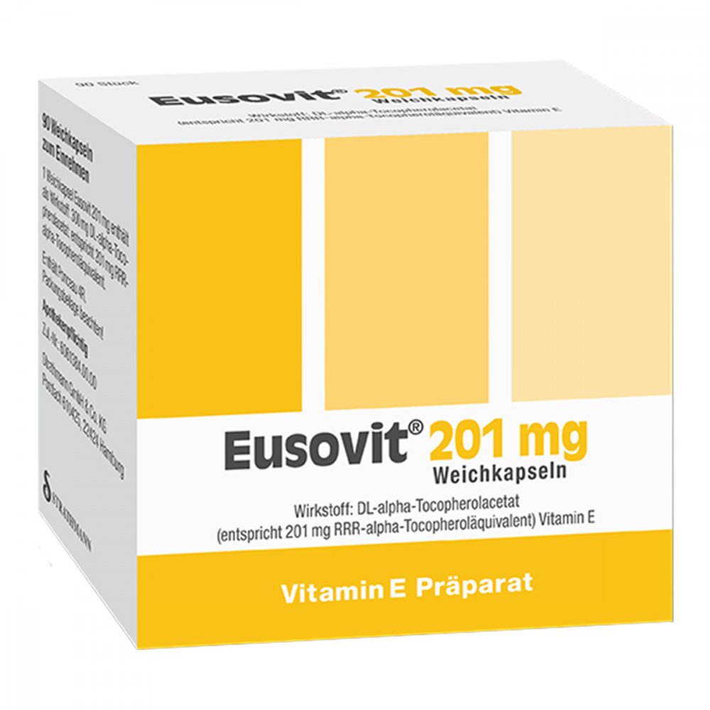 Das Produktfoto zeigt Eusovit 201 Mg Weichkapseln (90 stk) PZN 16572460