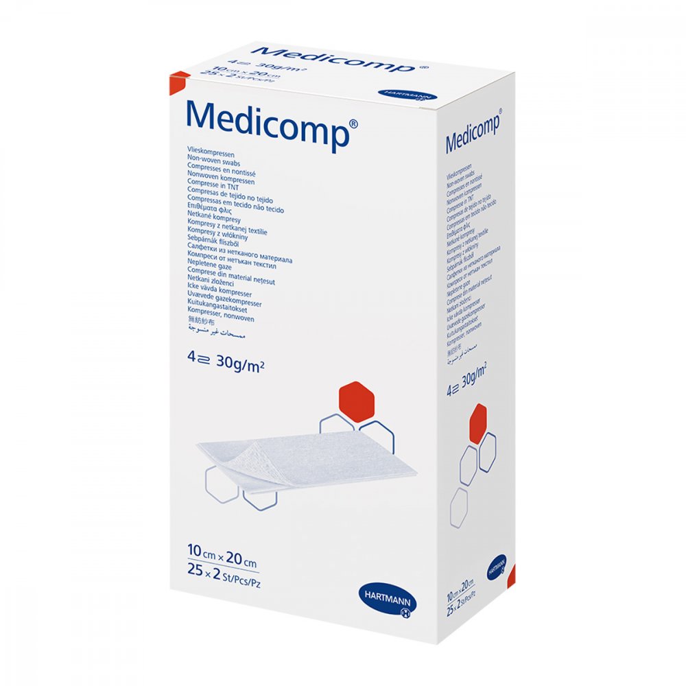 Medicomp Vlieskomp.Steril 10x20 Cm 4fach (25X2 stk)