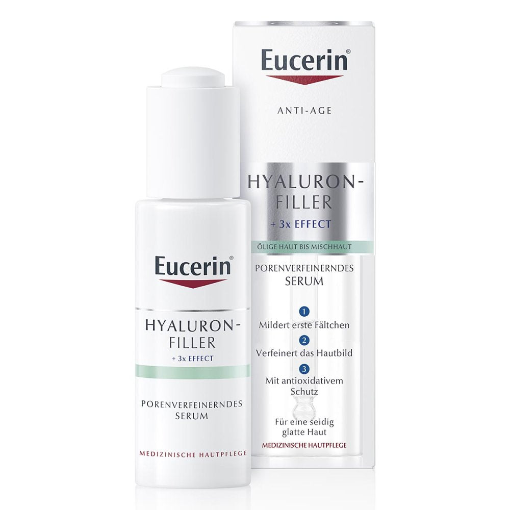 Das Produktfoto zeigt Eucerin Anti-Age Hyaluron-Filler Porenverf.Serum (30 ml) PZN 16585528