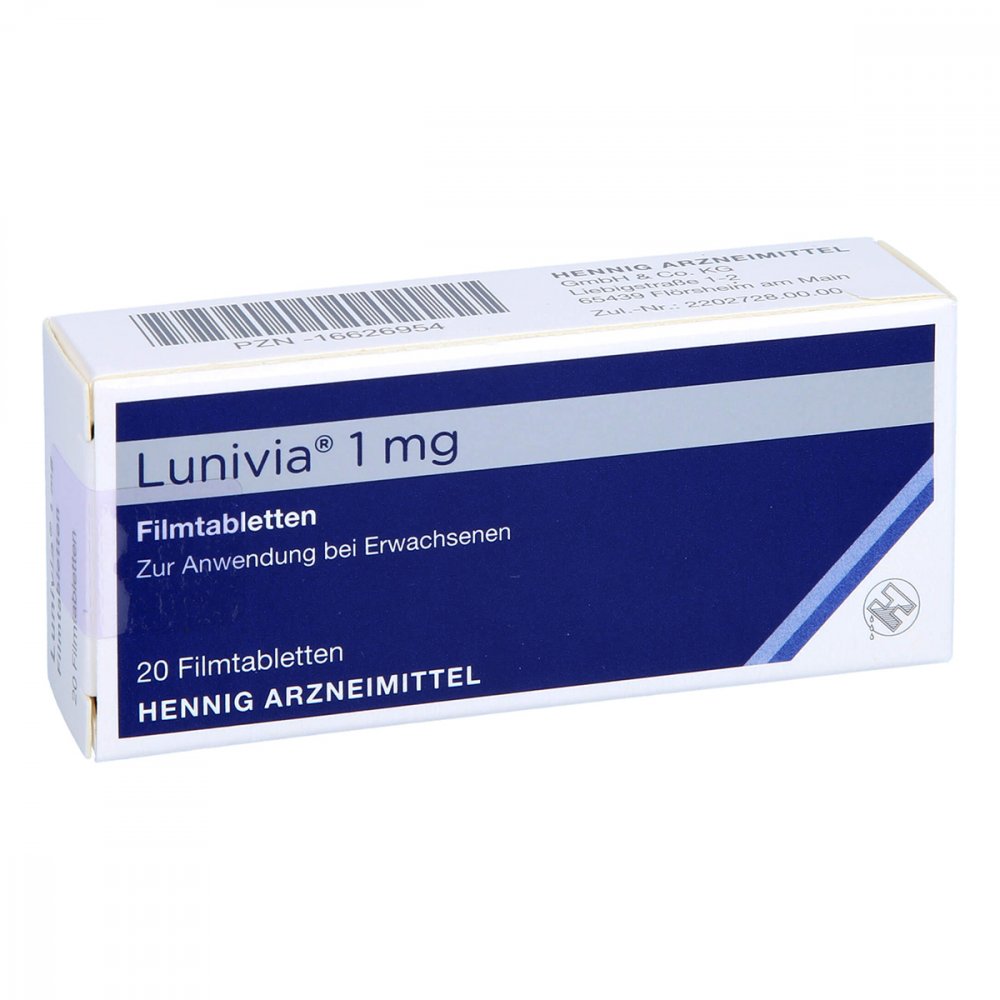 Das Produktfoto zeigt Lunivia 1 Mg Filmtabletten (20 stk) PZN 16626954