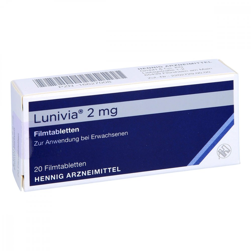 Das Produktfoto zeigt Lunivia 2 Mg Filmtabletten (20 stk) PZN 16627008