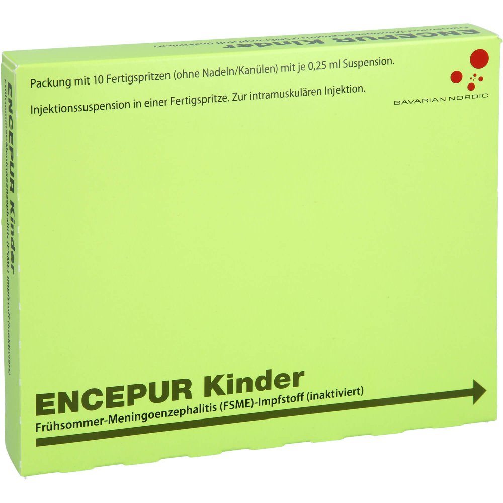 Das Produktfoto zeigt Encepur Kinder Fertigspritzen (10 stk) PZN 16632676