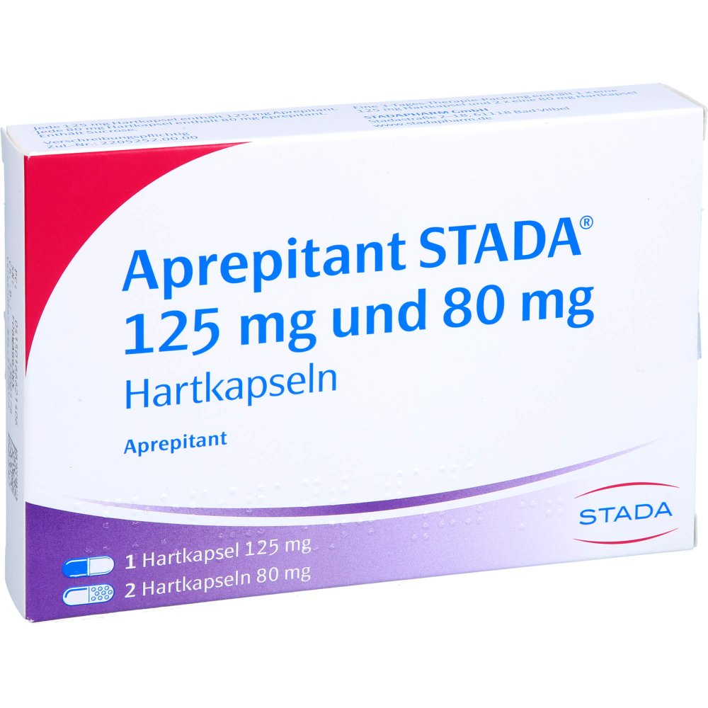 Das Produktfoto zeigt Aprepitant Stada 125 Mg/80 Mg Hartkapseln (3 stk) PZN 16662140