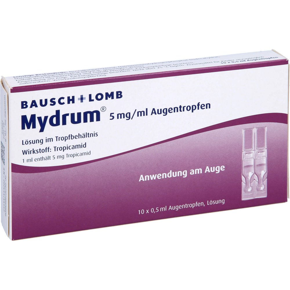 Das Produktfoto zeigt Mydrum 5 Mg/Ml Augentropfen (10X0.5 ml) PZN 16662660