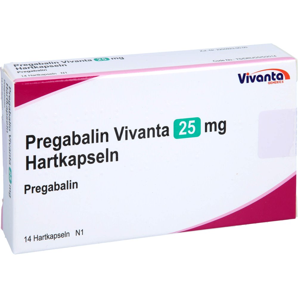 Das Produktfoto zeigt Pregabalin Vivanta 25 Mg Hartkapseln (14 stk) PZN 16663464