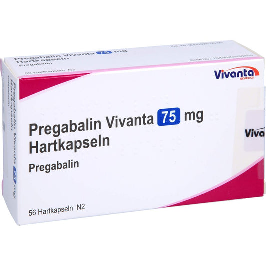 Das Produktfoto zeigt Pregabalin Vivanta 75 Mg Hartkapseln (56 stk) PZN 16663530