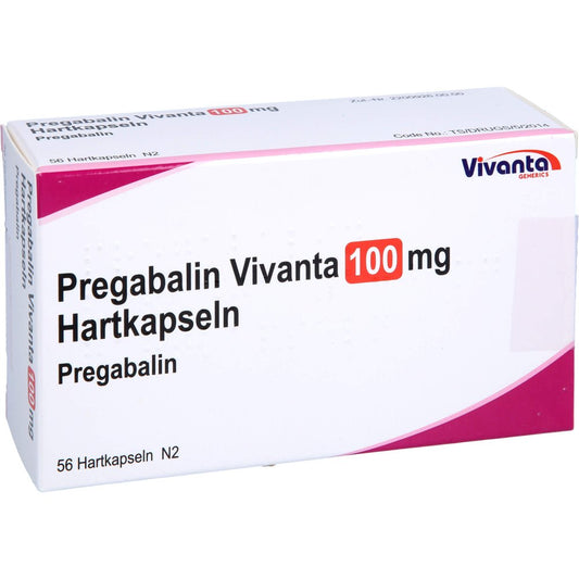 Das Produktfoto zeigt Pregabalin Vivanta 100 Mg Hartkapseln (56 stk) PZN 16663582
