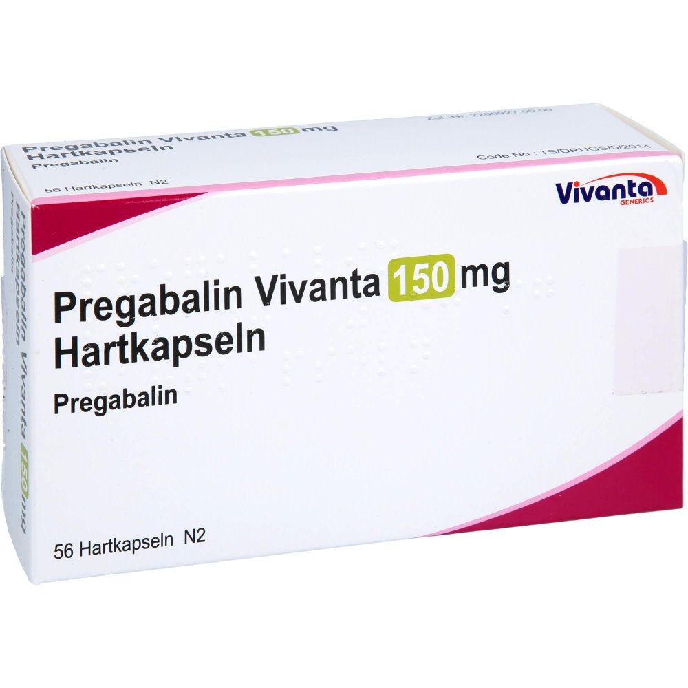 Das Produktfoto zeigt Pregabalin Vivanta 150 Mg Hartkapseln (56 stk) PZN 16663613