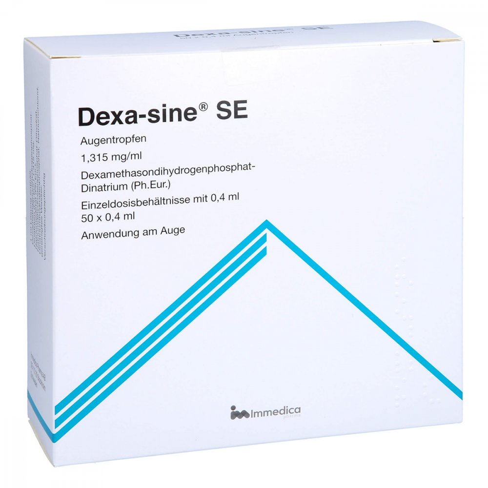Das Produktfoto zeigt Dexa-Sine Se 1,315 Mg/Ml Augentr.I.Einzeldosisb. (50X0.4 ml) PZN 16681775
