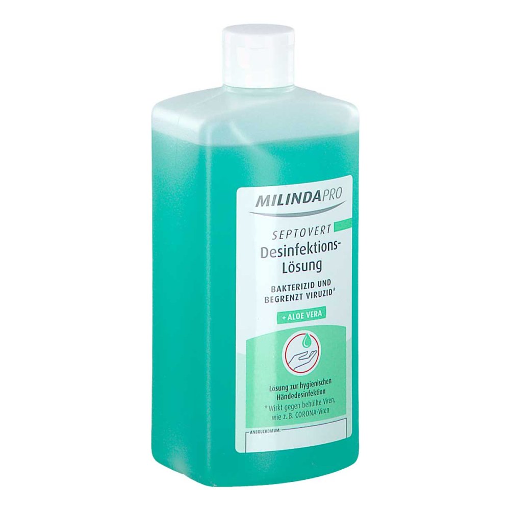 Das Produktfoto zeigt Milinda Pro Septovert Desinfektions-Lösung (500 ml) PZN 16700165
