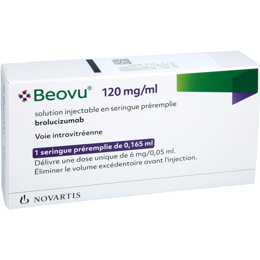 Das Produktfoto zeigt Beovu 120 Mg/Ml Injektionslösung I.E.Fertigspritze (1 stk) PZN 16702804