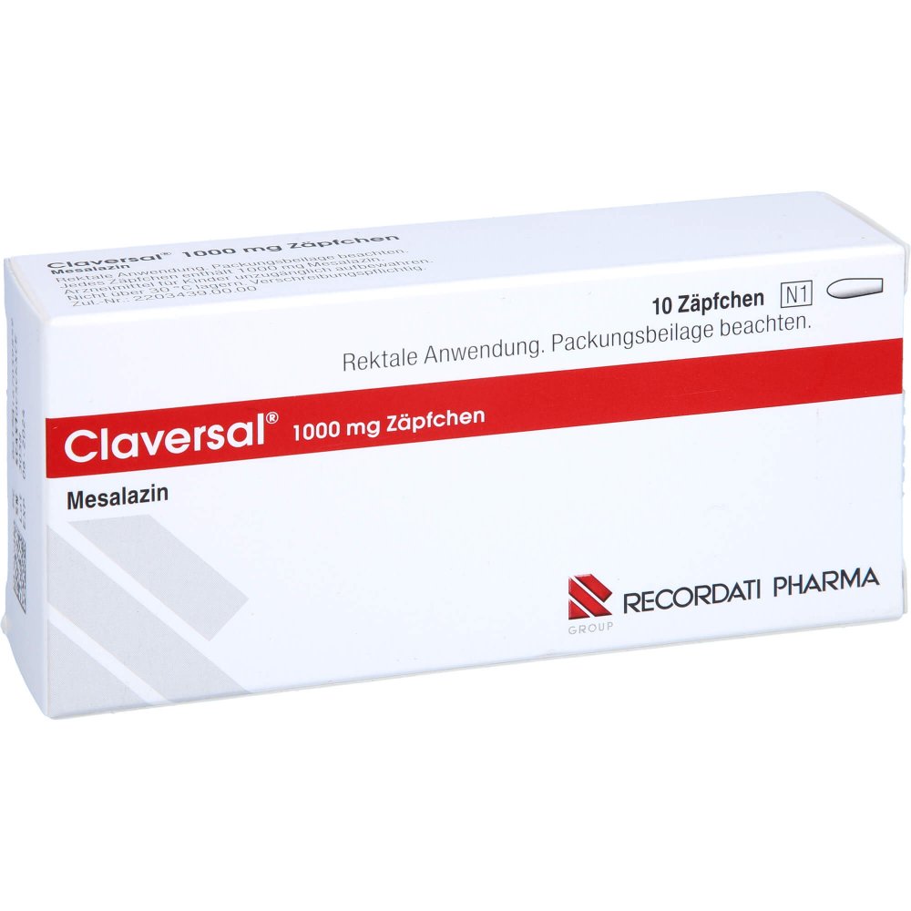 Das Produktfoto zeigt Claversal 1000 Mg Zäpfchen (10 stk) PZN 16703985