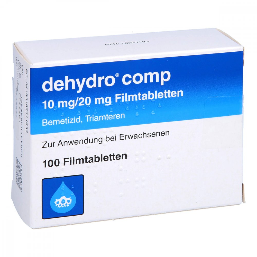 Das Produktfoto zeigt Dehydro Comp 10 Mg/20 Mg Filmtabletten (100 stk) PZN 16731183