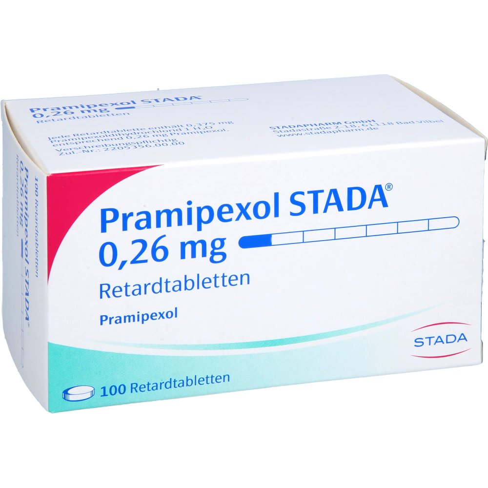 Das Produktfoto zeigt Pramipexol Stada 0,26 Mg Retardtabletten (100 stk) PZN 16732998