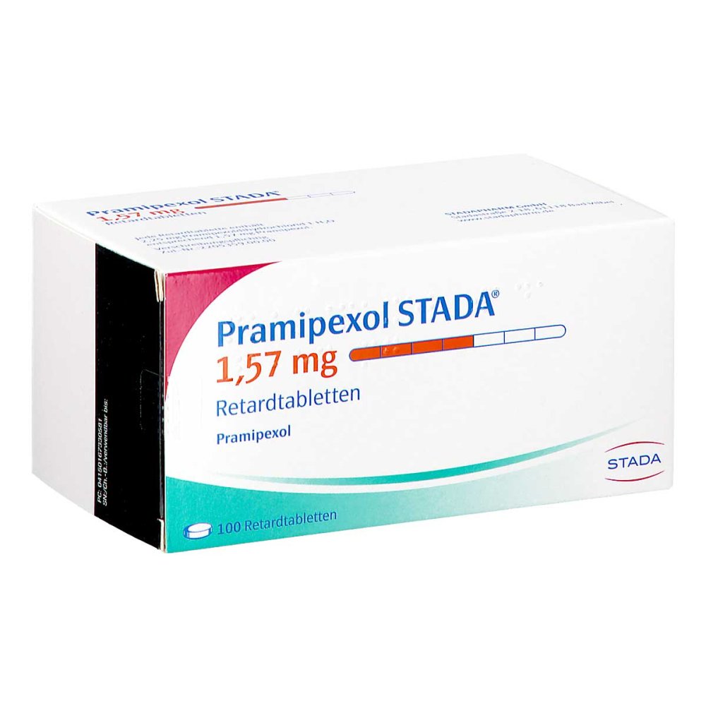 Das Produktfoto zeigt Pramipexol Stada 1,57 Mg Retardtabletten (100 stk) PZN 16733058
