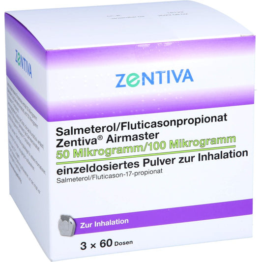 Das Produktfoto zeigt Salmeterol/Fluticasonpropionat Zen.Air.50/100 Μg (180 stk) PZN 16737091