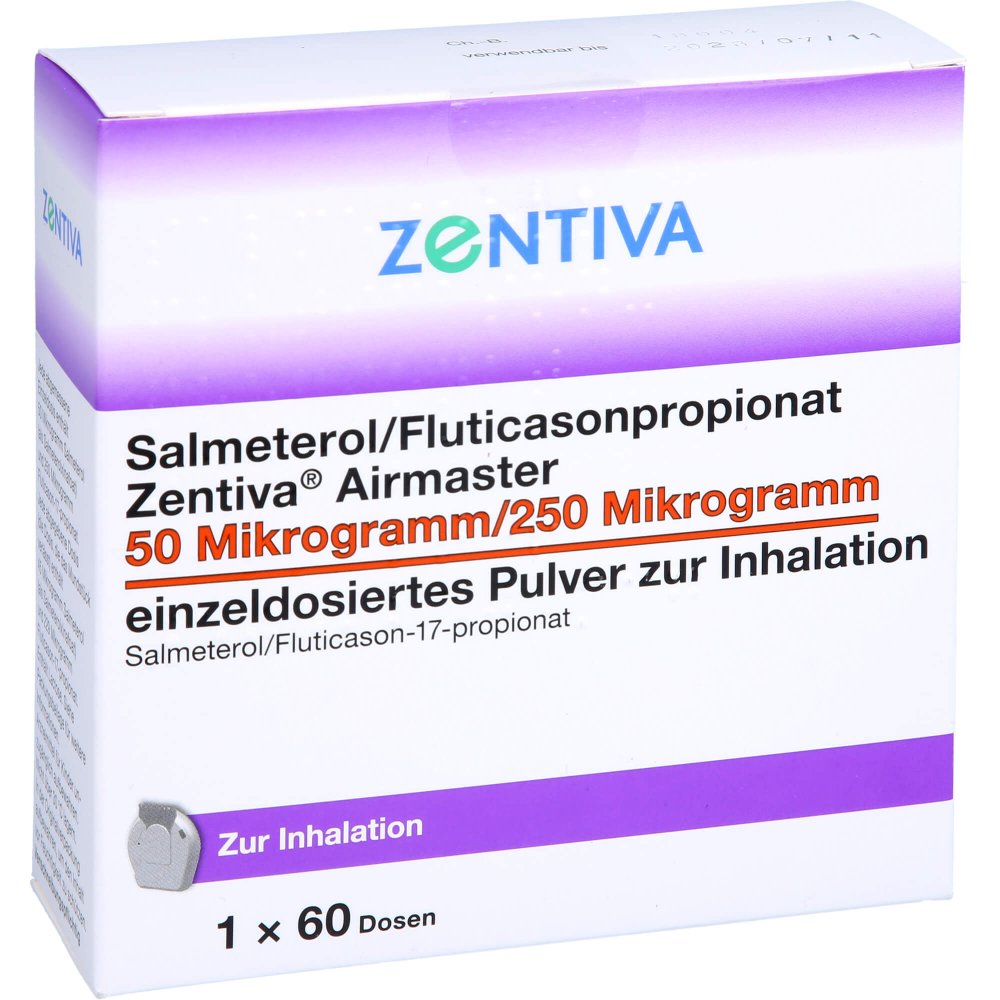 Das Produktfoto zeigt Salmeterol/Fluticasonpropionat Zen.Air.50/250 Μg (60 stk) PZN 16737116