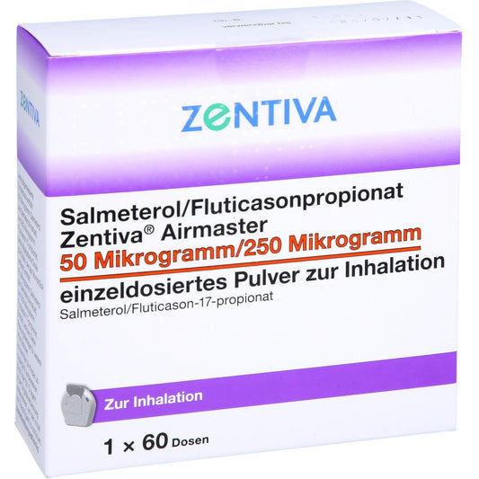 Das Produktfoto zeigt Salmeterol/Fluticasonpropionat Zen.Air.50/250 Μg (60 stk) PZN 16737116