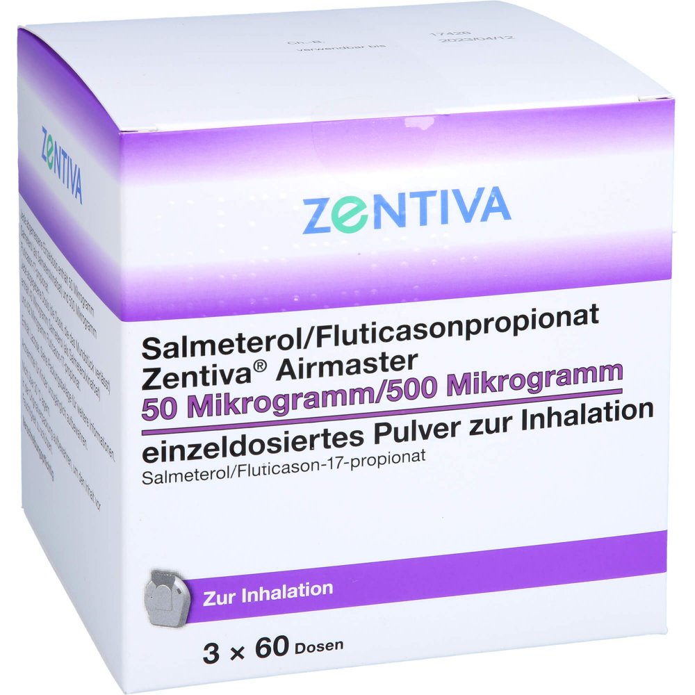 Das Produktfoto zeigt Salmeterol/Fluticasonpropionat Zen.Air.50/500 Μg (180 stk) PZN 16737145