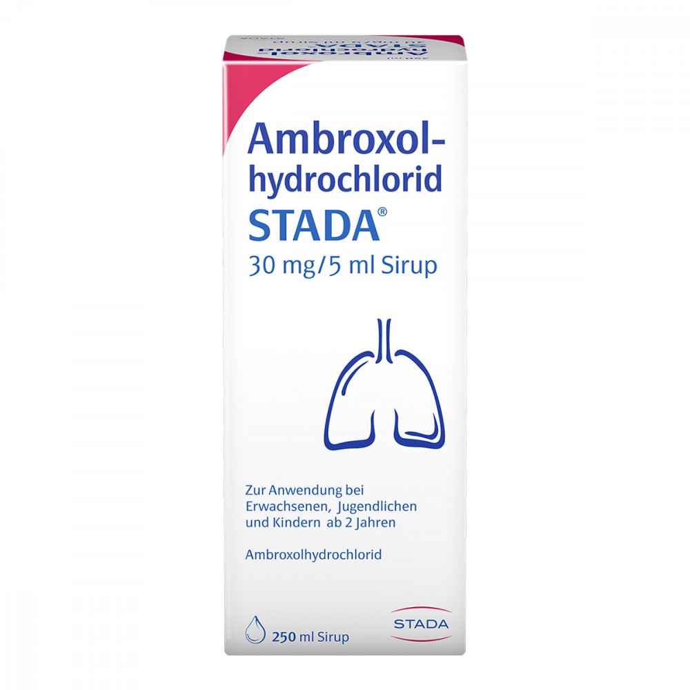 Das Produktfoto zeigt Ambroxolhydrochlorid Stada 30 Mg/5 Ml Sirup (250 ml) PZN 16737168