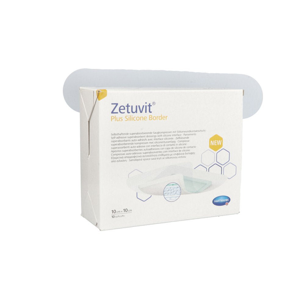 Das Produktfoto zeigt Zetuvit Plus Silicone Border Steril 10x10 Cm (10 stk) PZN 16738038