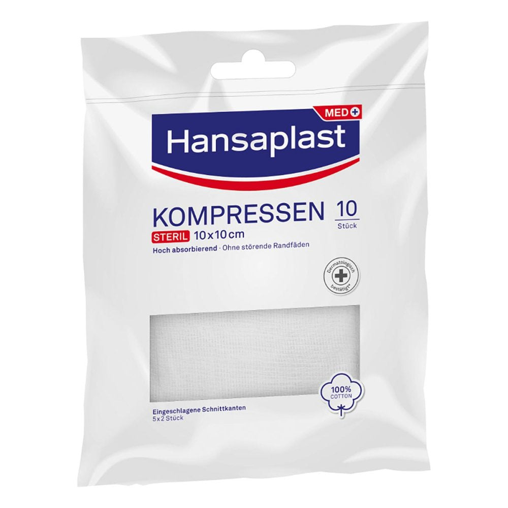 Das Produktfoto zeigt Hansaplast Kompressen Steril 10x10 Cm (5X2 stk) PZN 16739440