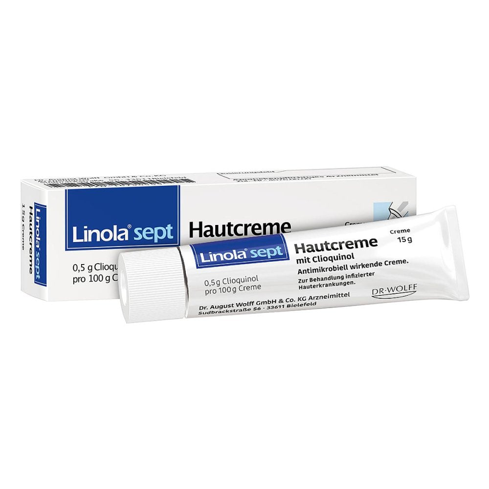 Das Produktfoto zeigt Linola Sept Hautcreme Mit Clioquinol (15 g) PZN 16740555
