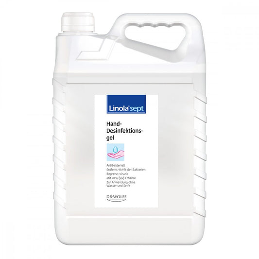 Das Produktfoto zeigt Linola Sept Hand-Desinfektionsgel (4500 ml) PZN 16744180