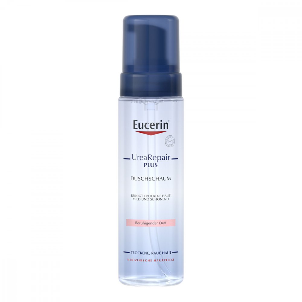 Das Produktfoto zeigt Eucerin Urearepair Plus Duschschaum (200 ml) PZN 16763214