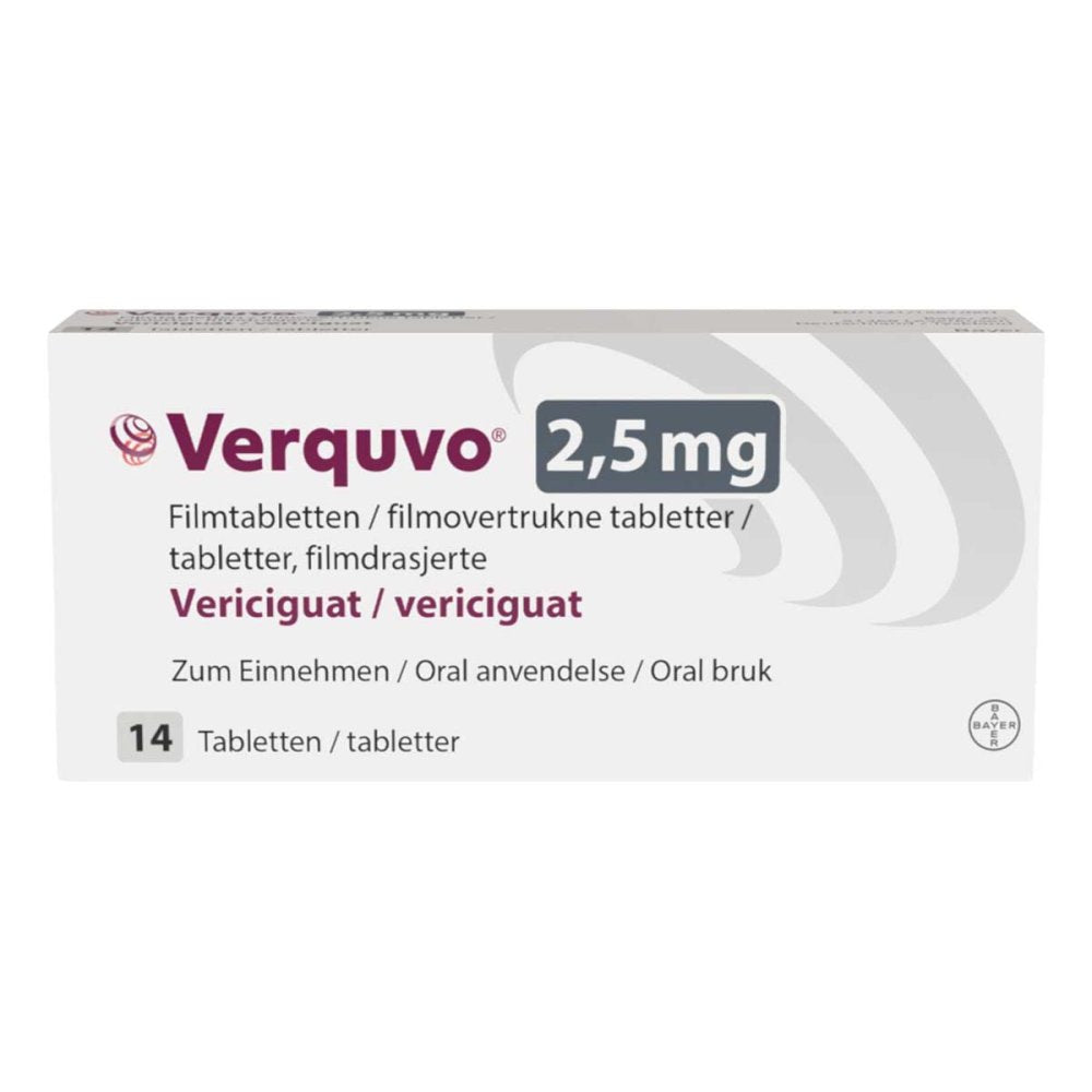 Das Produktfoto zeigt Verquvo 2,5 Mg Filmtabletten (1X14 stk) PZN 16771828
