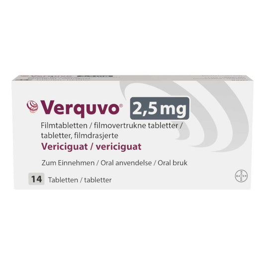 Das Produktfoto zeigt Verquvo 2,5 Mg Filmtabletten (1X14 stk) PZN 16771828