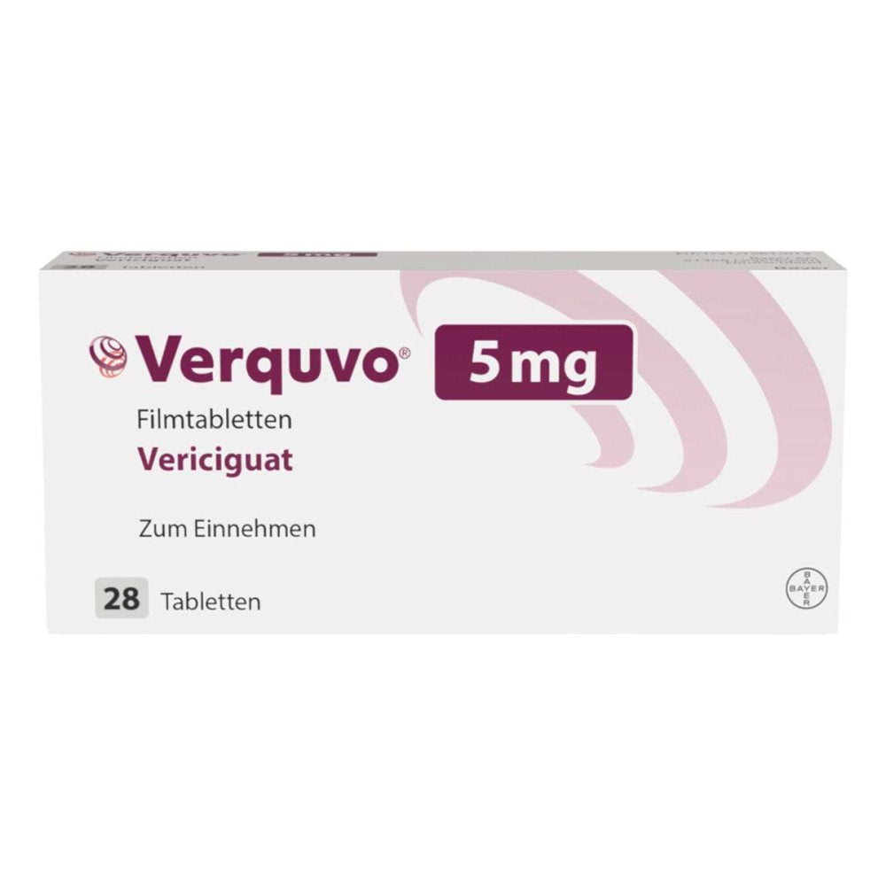 Das Produktfoto zeigt Verquvo 5 Mg Filmtabletten (1X28 stk) PZN 16771917