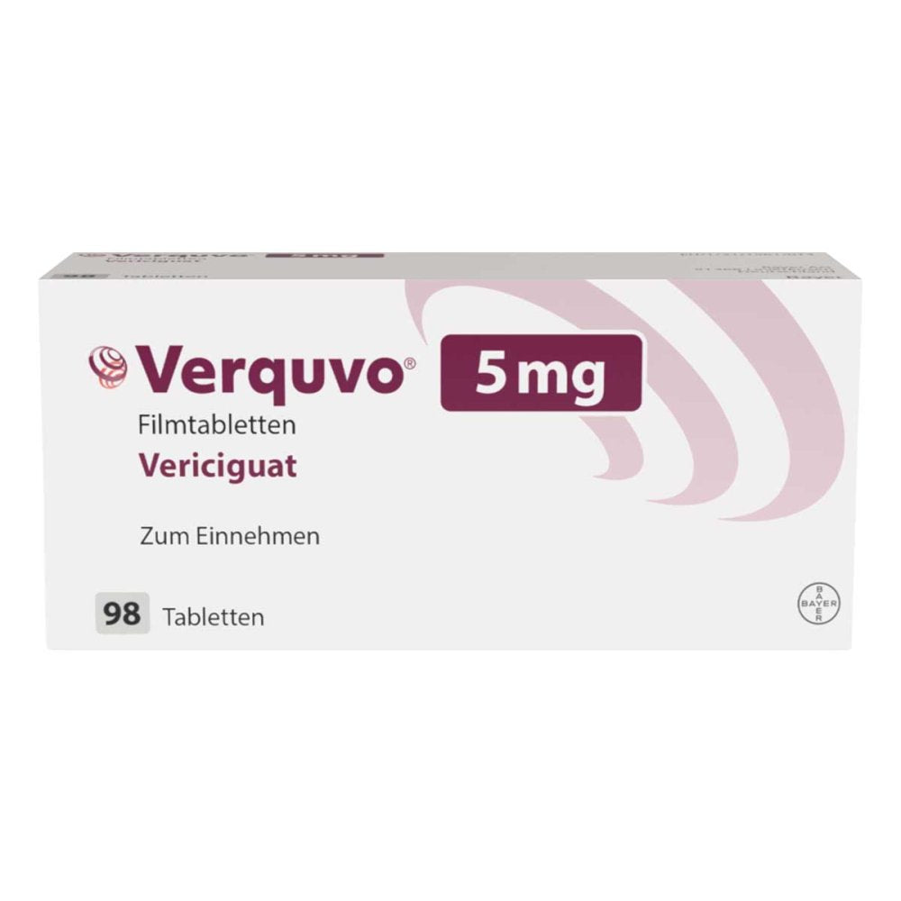 Das Produktfoto zeigt Verquvo 5 Mg Filmtabletten (1X98 stk) PZN 16771923